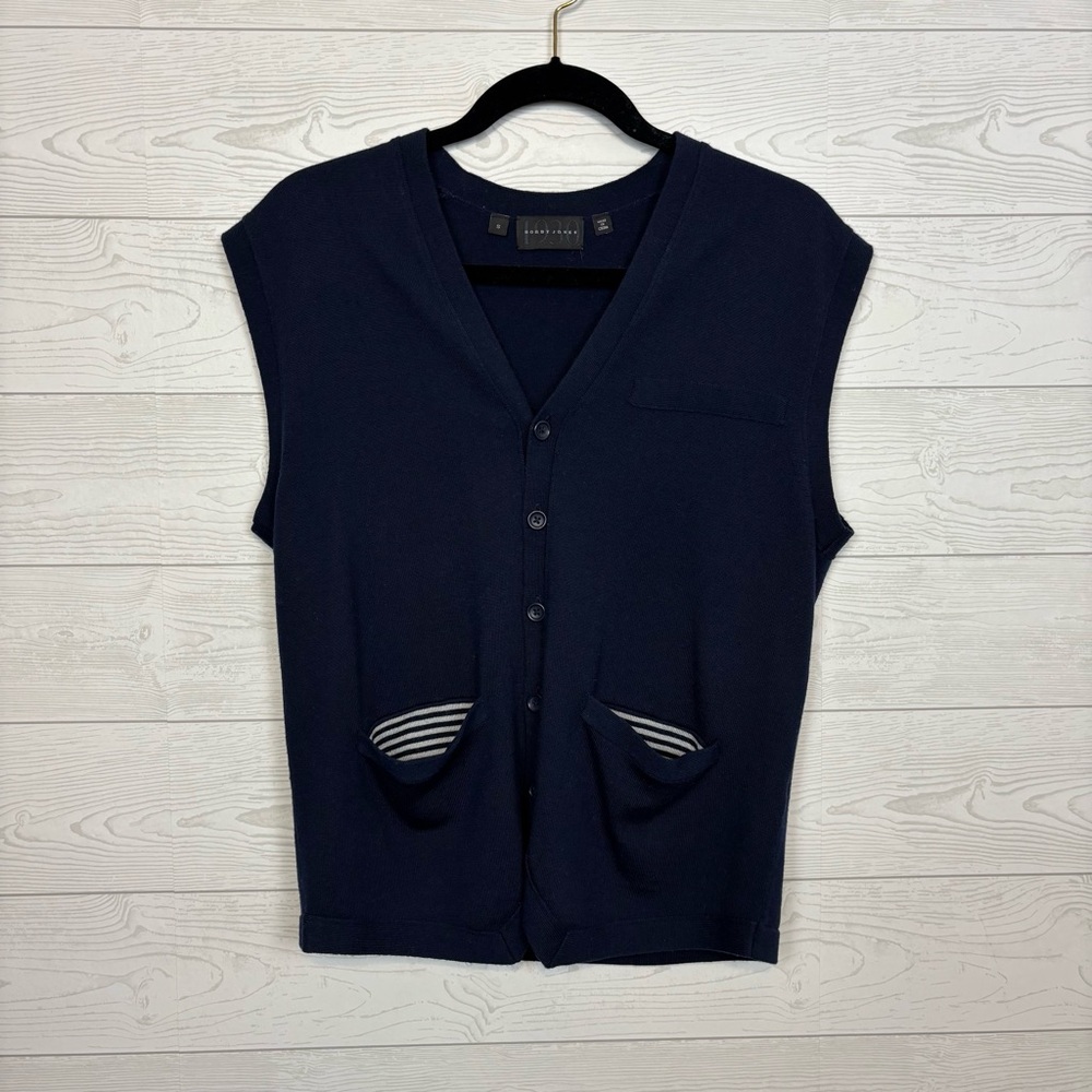 Bobby Jones 100% Extrafine Merino Wool Navy Blue Button Down Sweater Vest Small